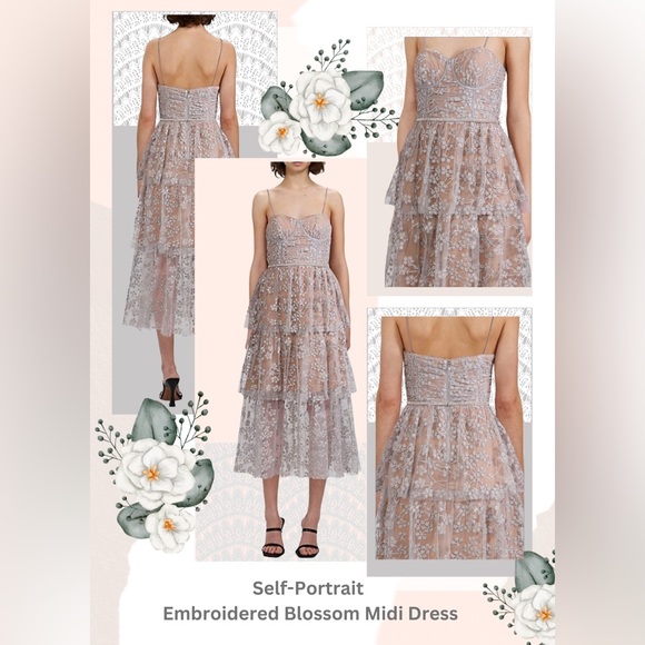 Self-Portrait Dresses & Skirts - Self Portrait Embroidered Blossom Midi Dress - Brand New with Tags